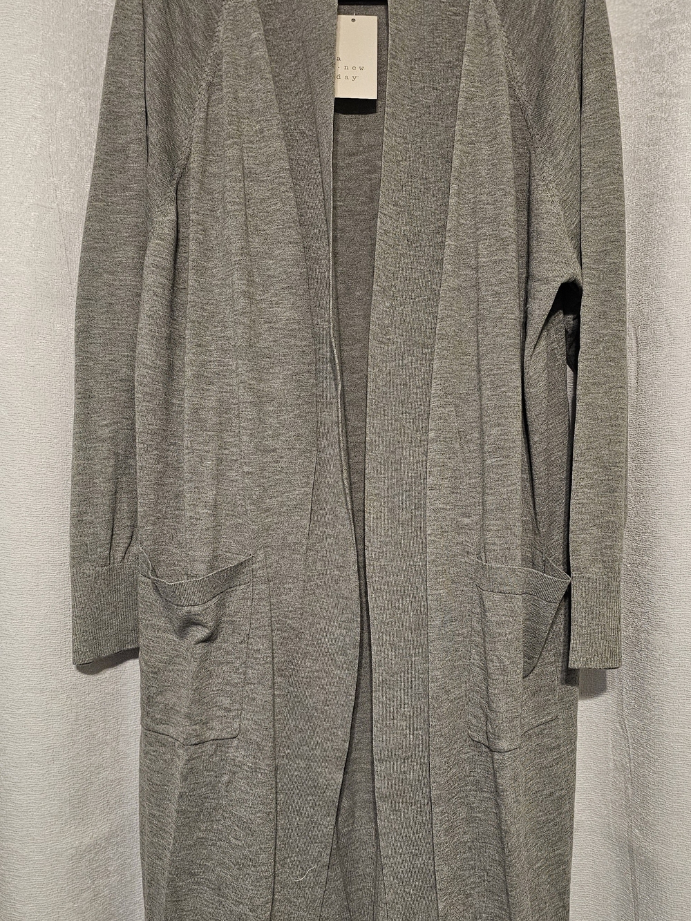 a new day Light Gray Open-Front Long Cardigan with Pockets